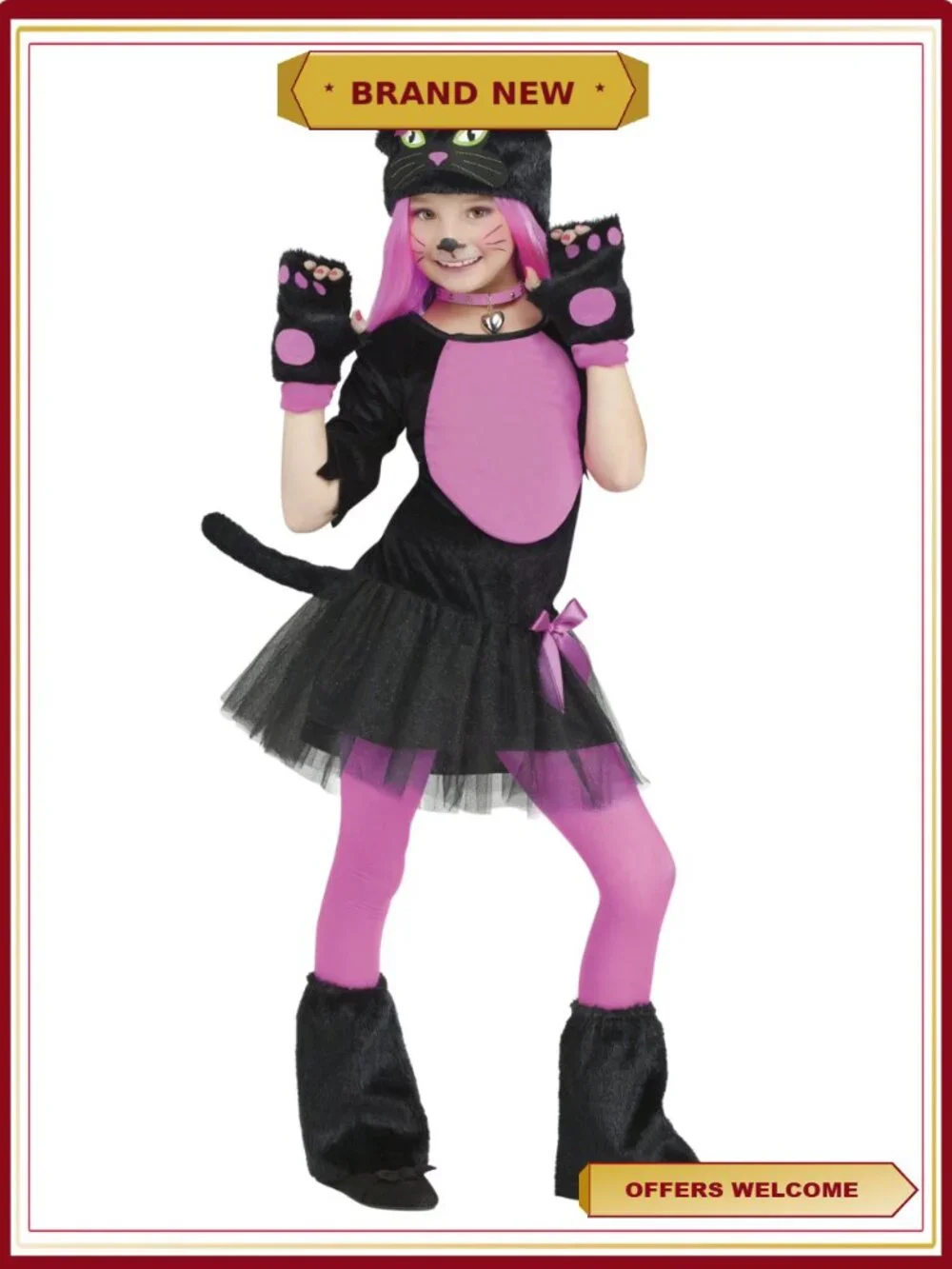 Miss Kitty Halloween Costume Girls Size M 7/8 Dress Up Party